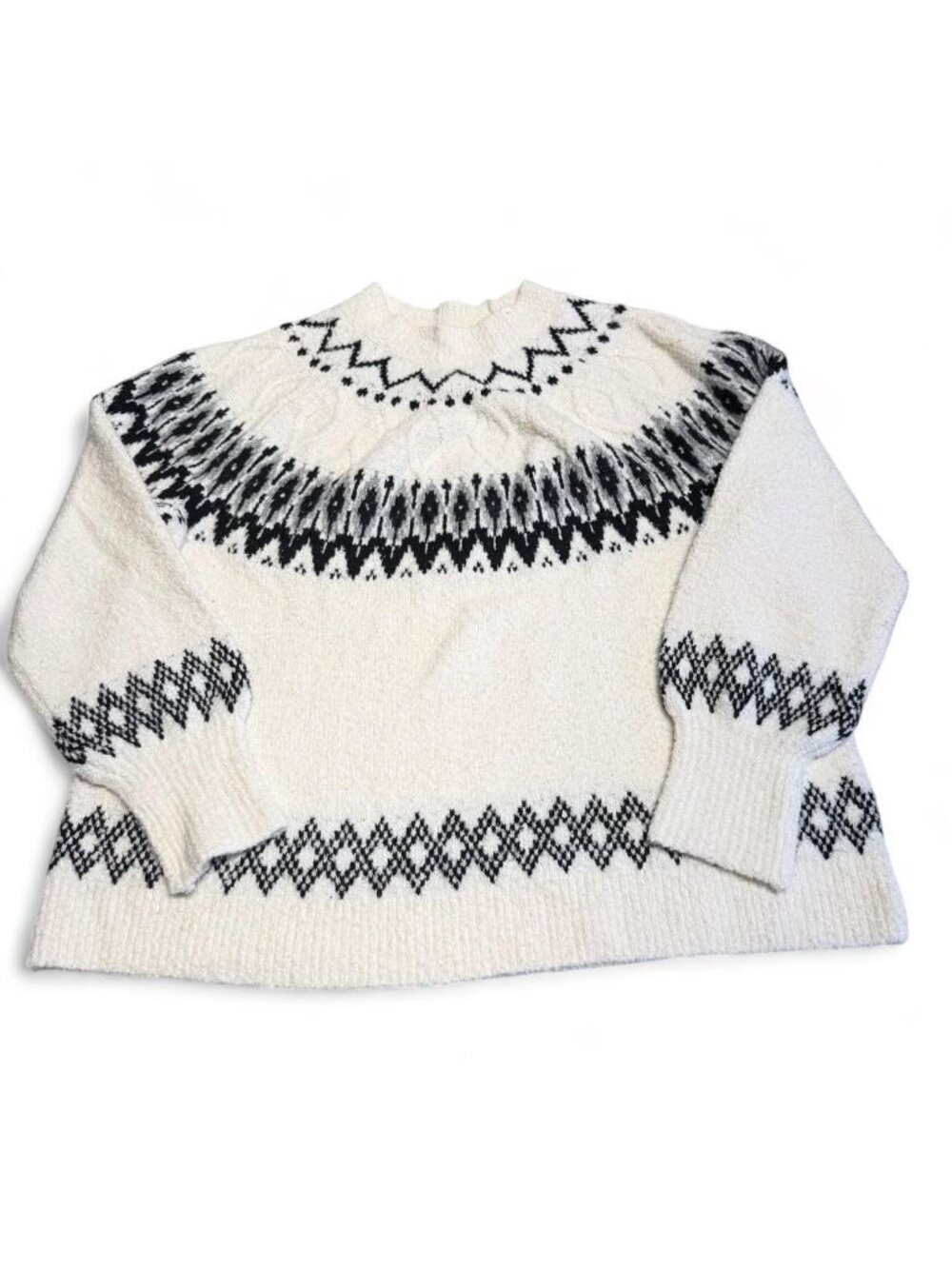 J. Jill Fair Isle Cozy Crew Neck Sweater Women's Large Petite Fall Winter Preppy